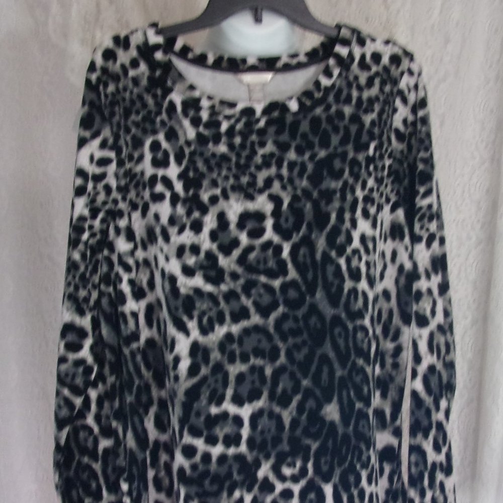 White Stag Leopard Velour Top Tunic Size Plus 2X